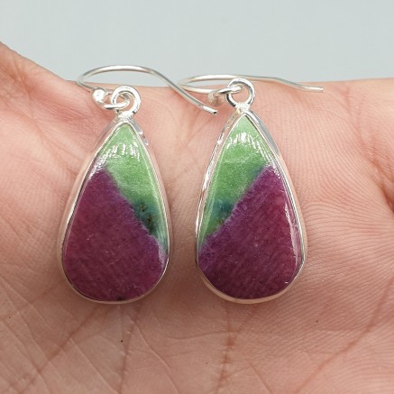 925 Sterling silver earrings with drop -shaped Robijn Zoisite