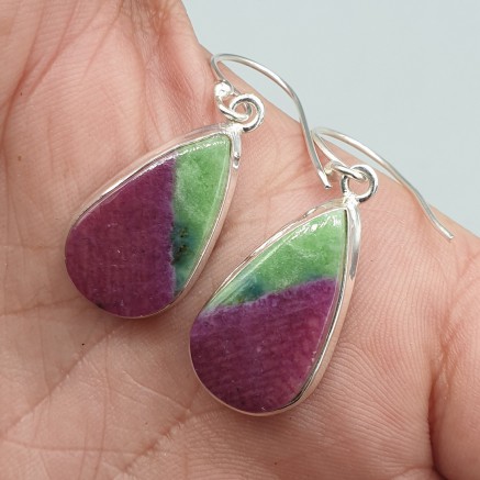 925 Sterling silver earrings with drop -shaped Robijn Zoisite