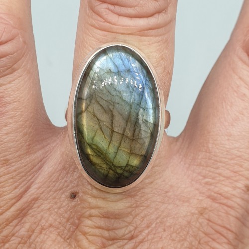 925 Sterling Zilveren Ring with Labradorite 18 mm