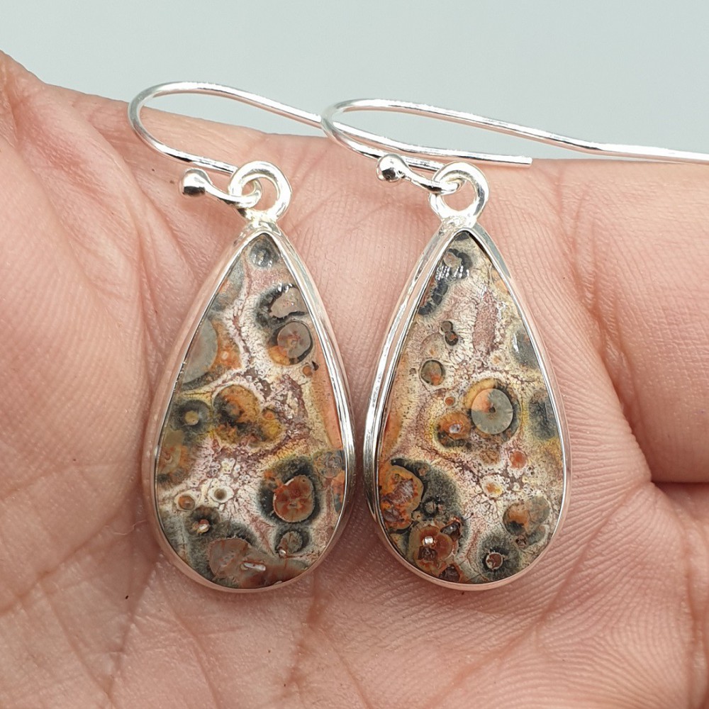 925 Sterling Silberohrringe Leopard Jasper