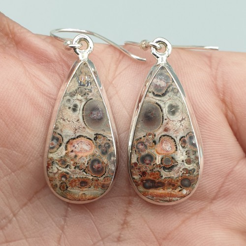 925 Sterling -Silberohrringe mit Leopard Jasper