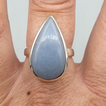 925 Sterling silver ring drop -shaped angelite 18 mm