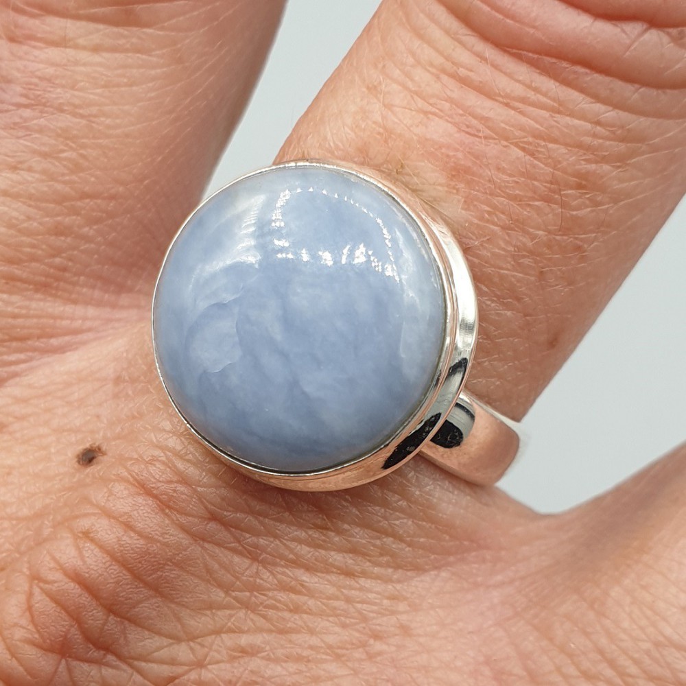 925 Sterling Silber Ring rund Angelite 19 mm