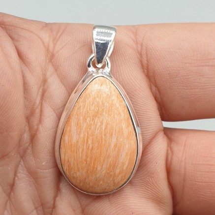 925 Sterling silver pendant drop -shaped celesto barite