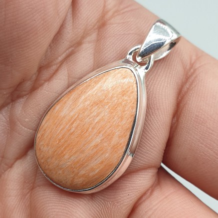 925 Sterling silver pendant drop -shaped celesto barite