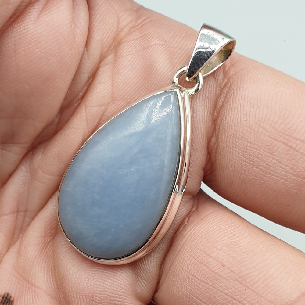 925 Sterling silver pendant drop -shaped angelite