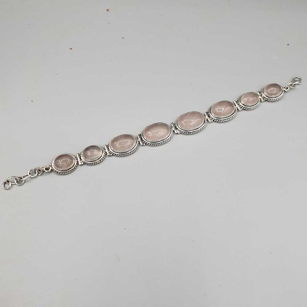 925 Sterling silver bracelet with rose quartz