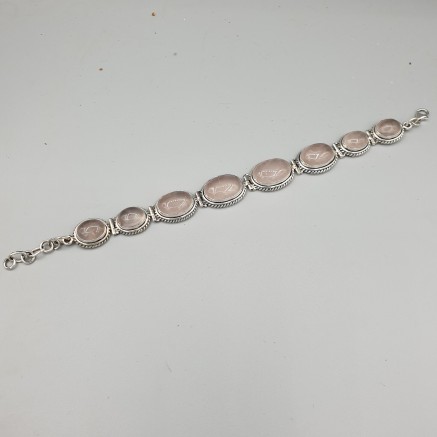 925 Sterling silver bracelet with rose quartz