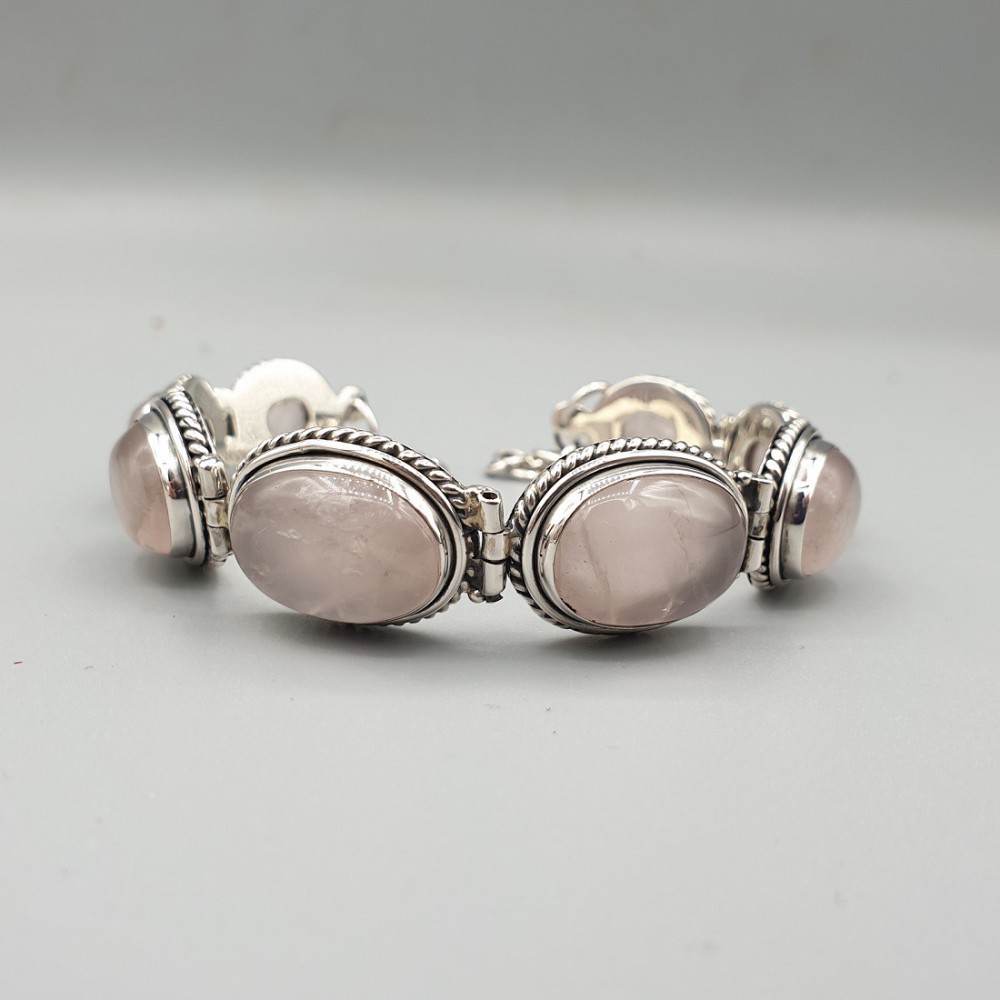 925 Sterling silver bracelet with rose quartz