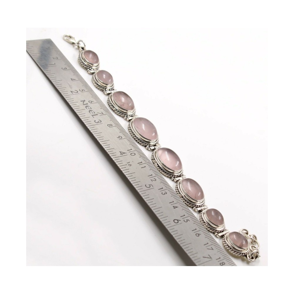 925 Sterling silver bracelet with rose quartz