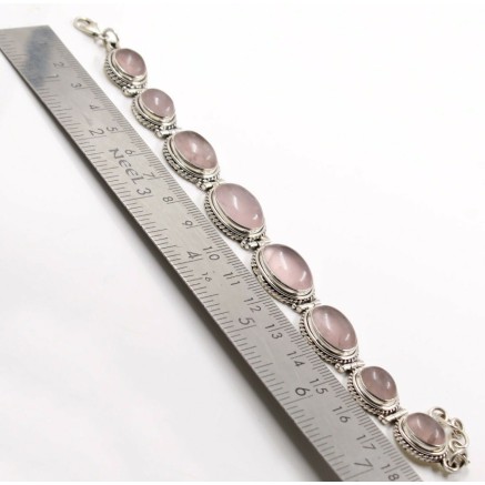 925 Sterling silver bracelet with rose quartz