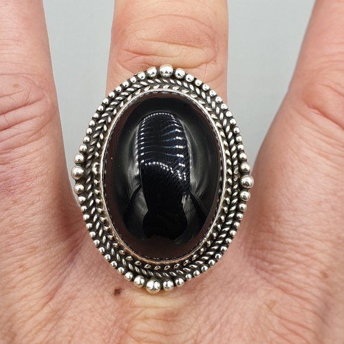 925 Sterling -Silber -Ring -Set mit schwarzem Onyx 18 mm