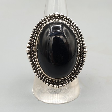 925 sterling silver ring set with black onyx 18 mm