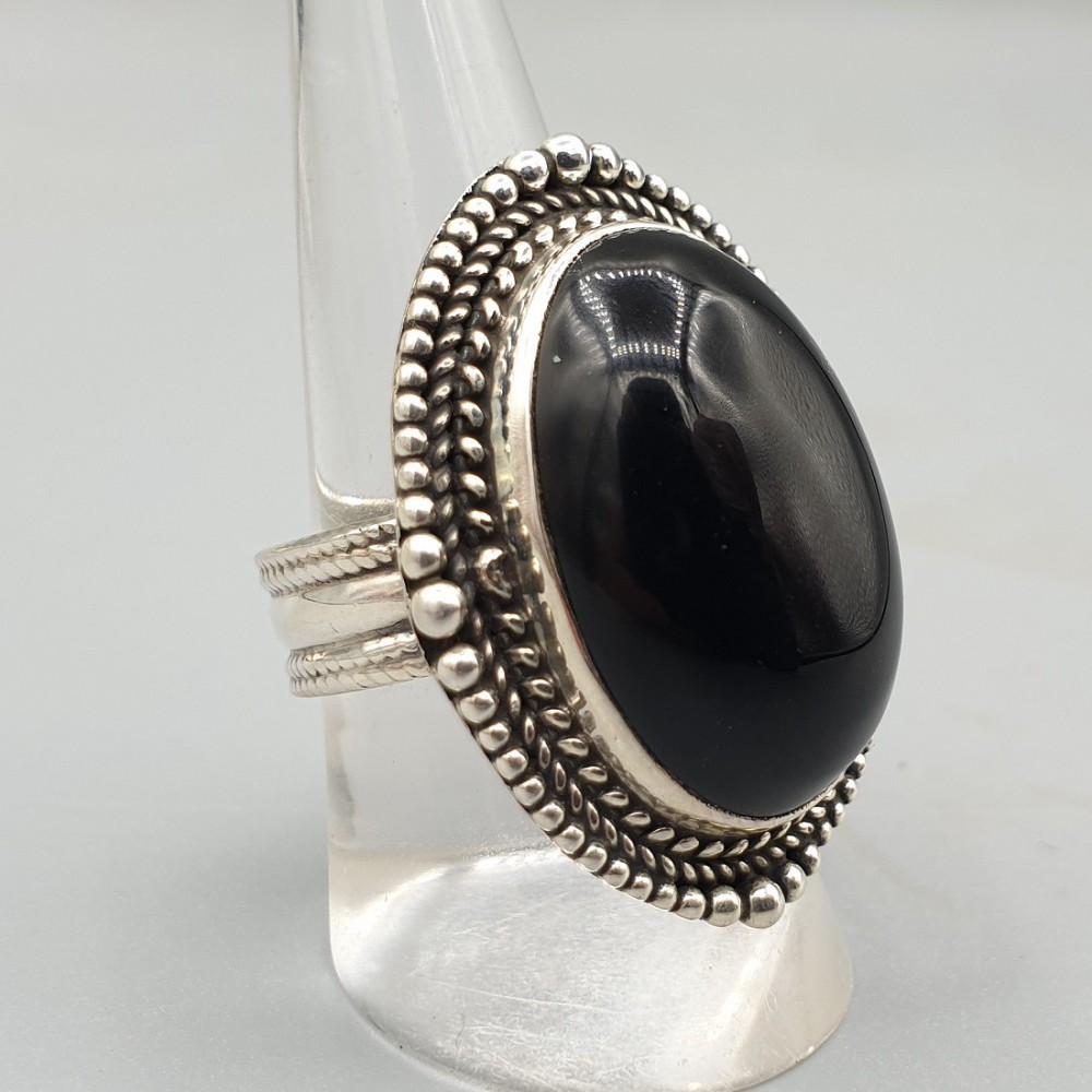 925 sterling silver ring set with black onyx 18 mm