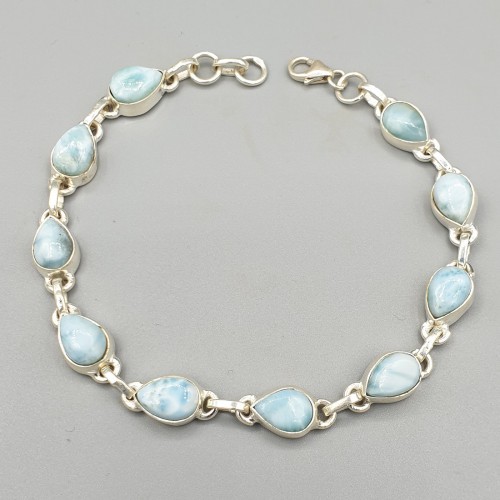 925 Sterling silver bracelet set with Larimar