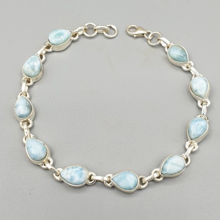 925 Sterling silver bracelet set with Larimar