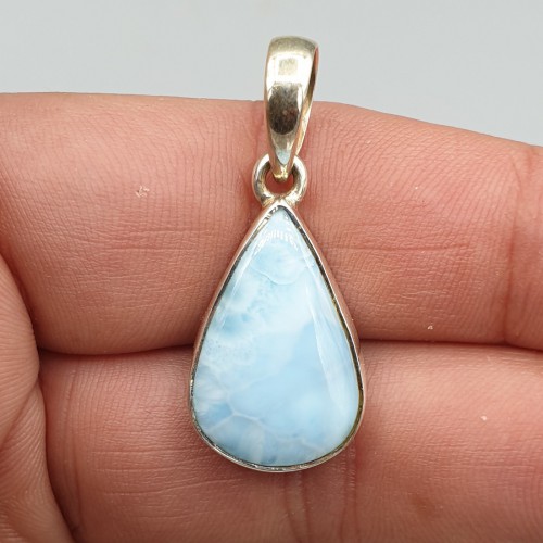 925 Sterling Silber Anhänger schmaler Tropfen -verdrängter Larimar