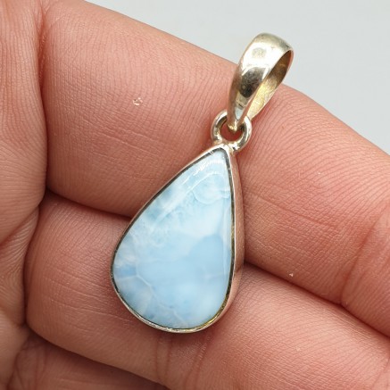 925 Sterling Silber Anhänger schmaler Tropfen -verdrängter Larimar