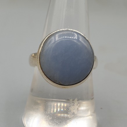 925 Sterling Silver ring with round angelite 19 mm