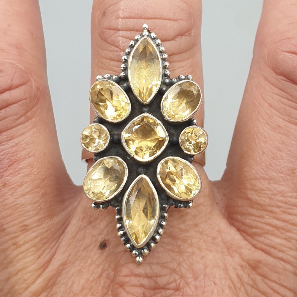 925 Sterling Silver ring with Citrine adjustable