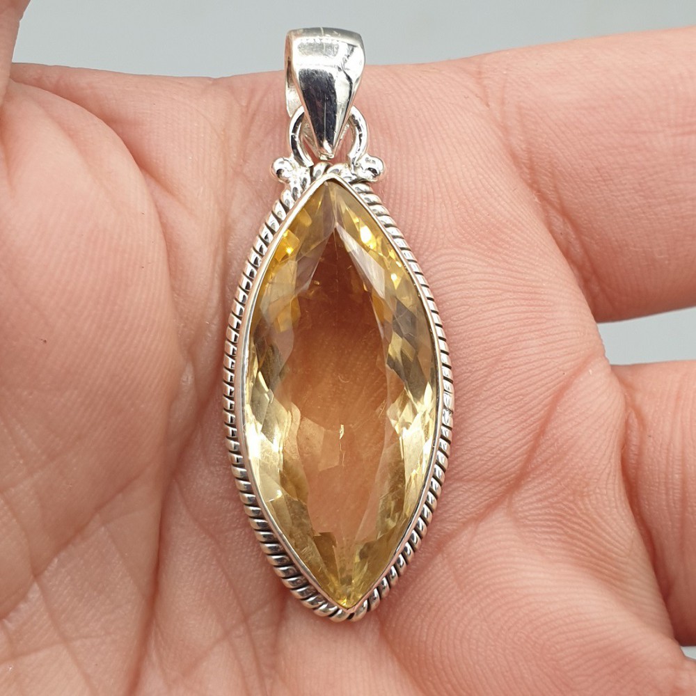 925 Sterling Silver Pendant with Marquise Citrien