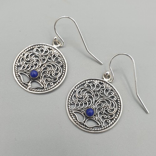 925 Sterling Silver Filigree Ohrringe mit Lapis