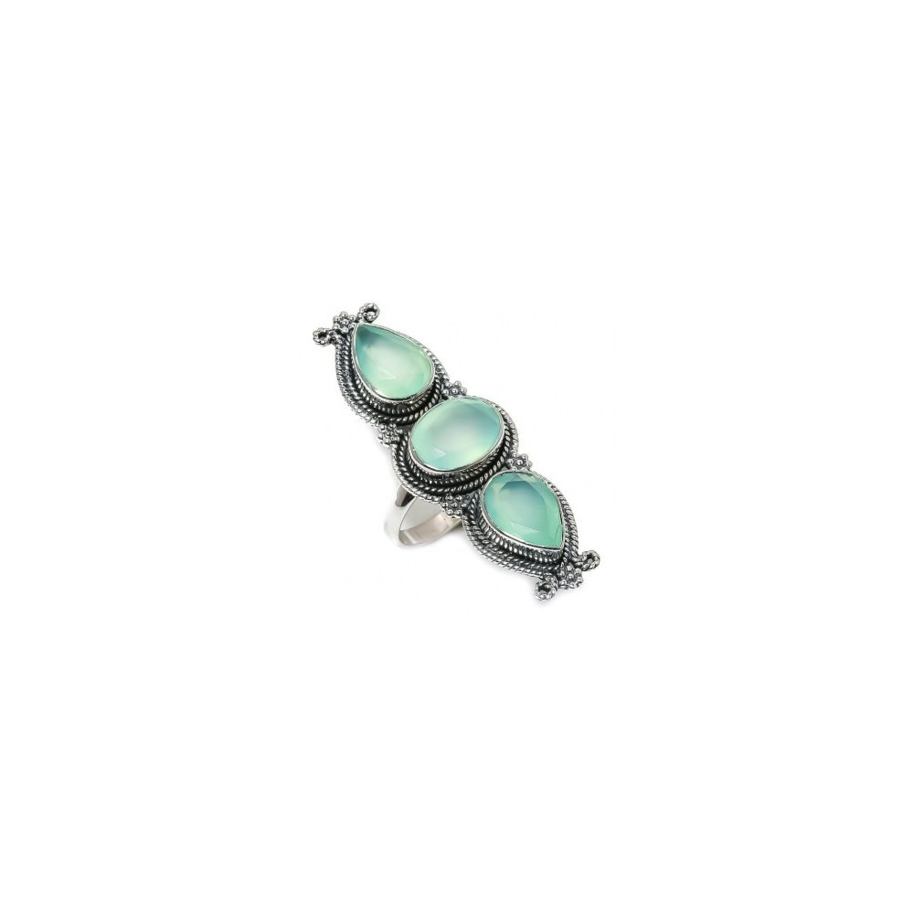 925 Sterling Silber Ring Aqua Chalcedone 19,7 mm