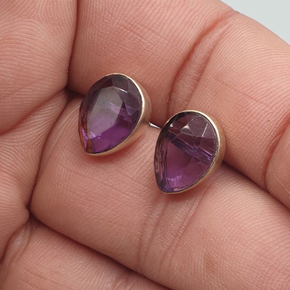 925 Sterling -Silberohr -Knöpfe mit Amethyst