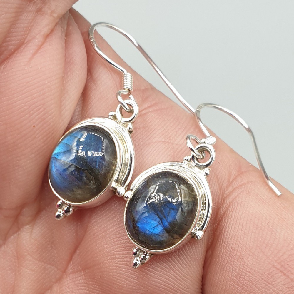 925 Sterling silver earrings with oval labradorite