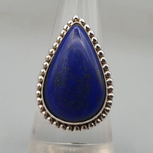 925 Sterling Silber Ring Drop -fälschter Lapis Lazuli 17,3 mm