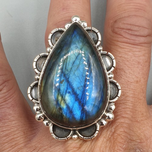 925 Sterling Silver ring Labradorite adjustable