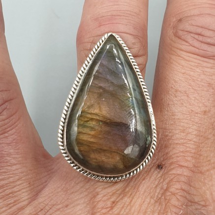 925 Sterling Zilveren Ring with Labradorite 17.5 mm