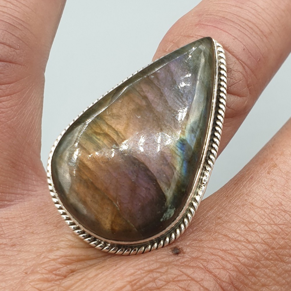 925 Sterling Zilveren Ring with Labradorite 17.5 mm