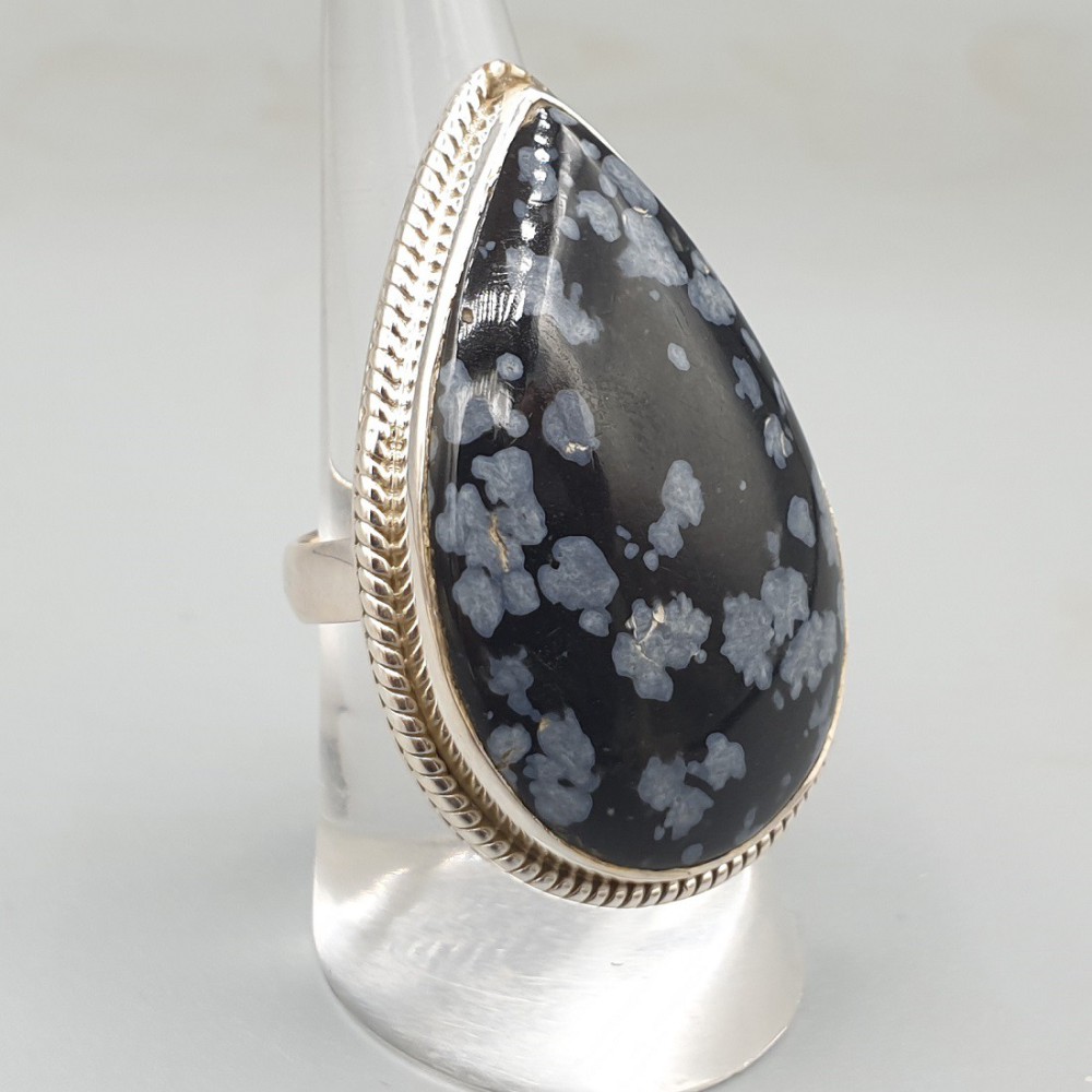 925 Sterling Zilveren Ring Snowflake Obsidian 17,3 mm