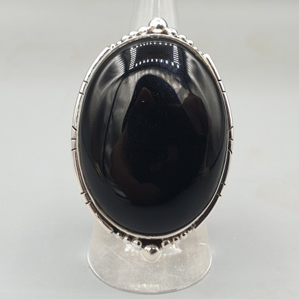 925 Sterling Silber Ring Black Onyx einstellbar