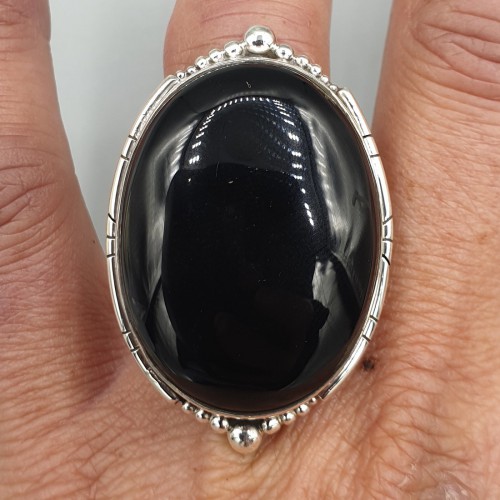 925 Sterling Silver ring Black Onyx adjustable