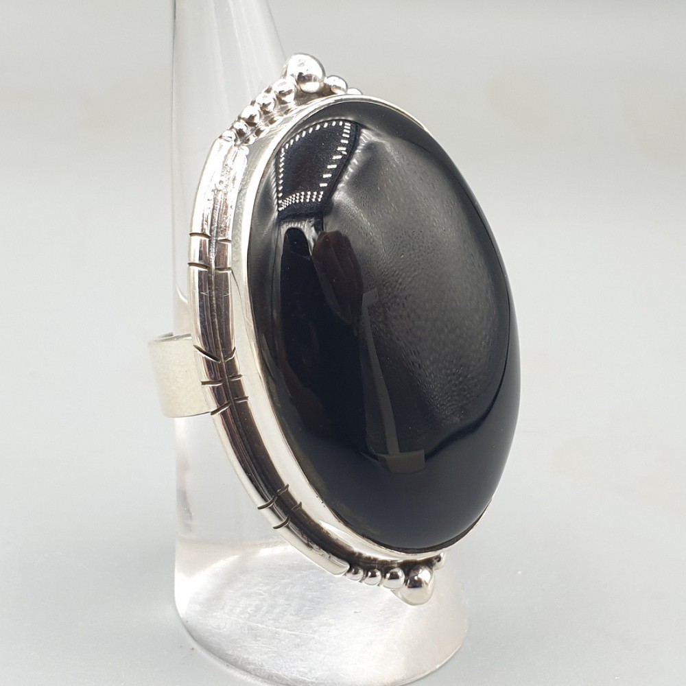 925 Sterling Silver ring Black Onyx adjustable