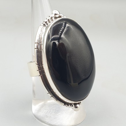 925 Sterling Silber Ring Black Onyx einstellbar