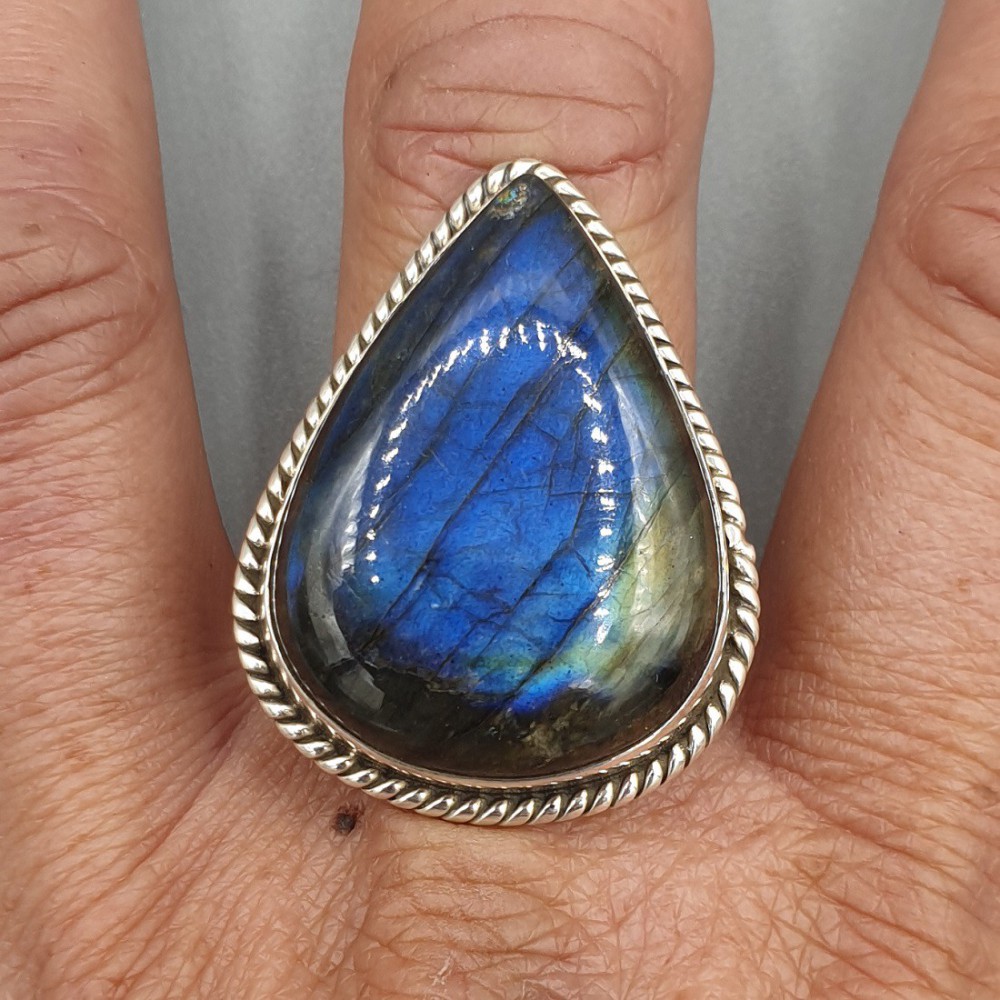 925 Sterling Silver ring Labradorite 18.5 mm