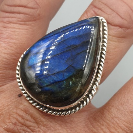 925 Sterling Silver ring Labradorite 18.5 mm