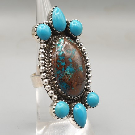 925 Sterling Zilveren Ring Chrysocolla und türkis einstellbar