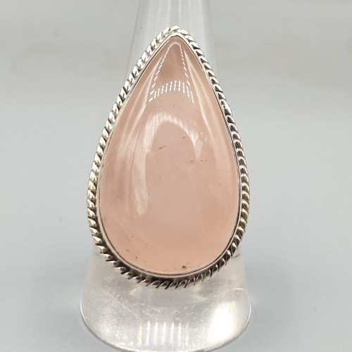 925 Sterling silver ring rose quartz 18 mm