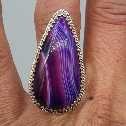 925 Sterling Silver Ring Purple Botswana 18 mm