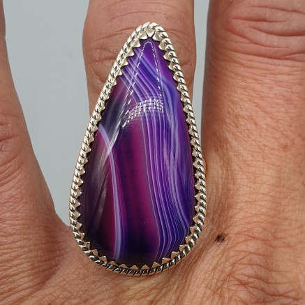 925 Sterling Silver Ring Purple Botswana 18 mm