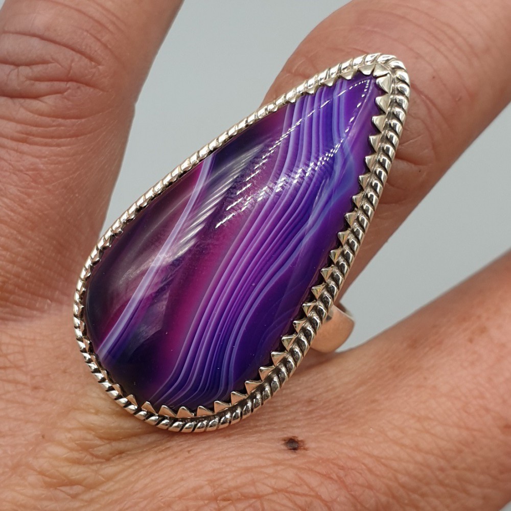 925 Sterling Silver Ring Purple Botswana 18 mm