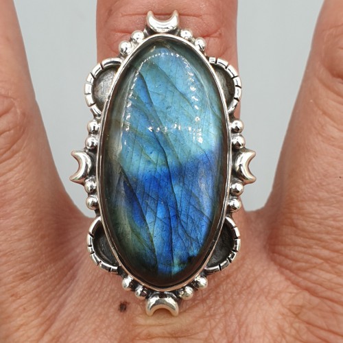 925 Sterling Silver Ring Ovale Labradorite adjustable