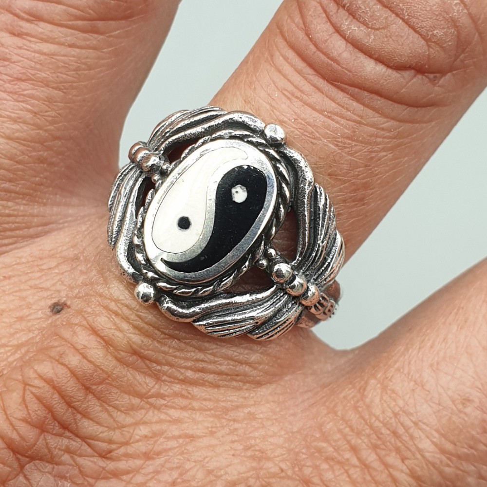 925 Sterling Silver ring Yin Yang and Libelle