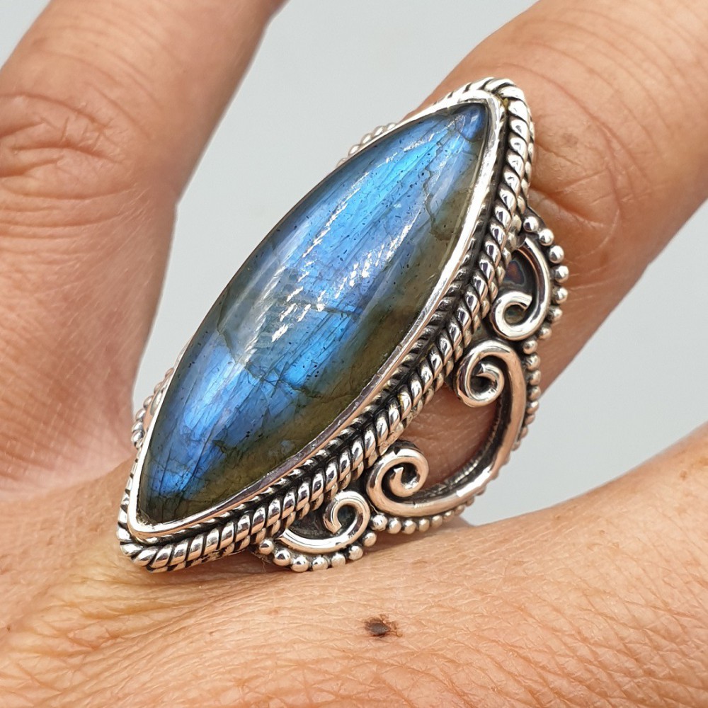 925 Sterling Silver ring Marquise Labradorite