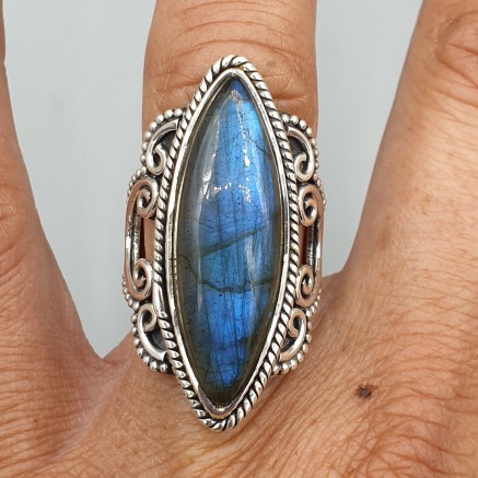 925 Sterling Silver ring Marquise Labradorite