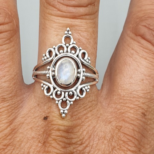 925 Sterling Silver Ring Oval Moonstone